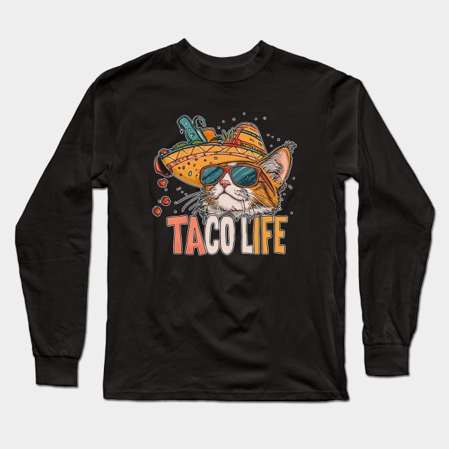 Taco life cat Long Sleeve T-Shirt by obstinator